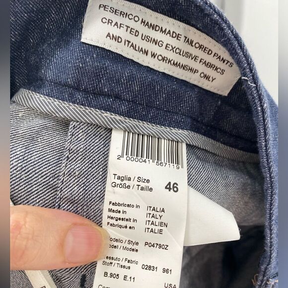 Peserico Women’s Cotton Blend Blue High Rise Folded Hem Pants size 46 - Picture 4 of 4